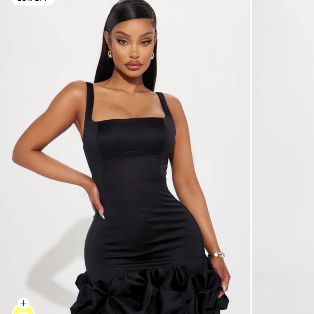 Fashion Nova Black Mini Dress with Ruffle Hem
